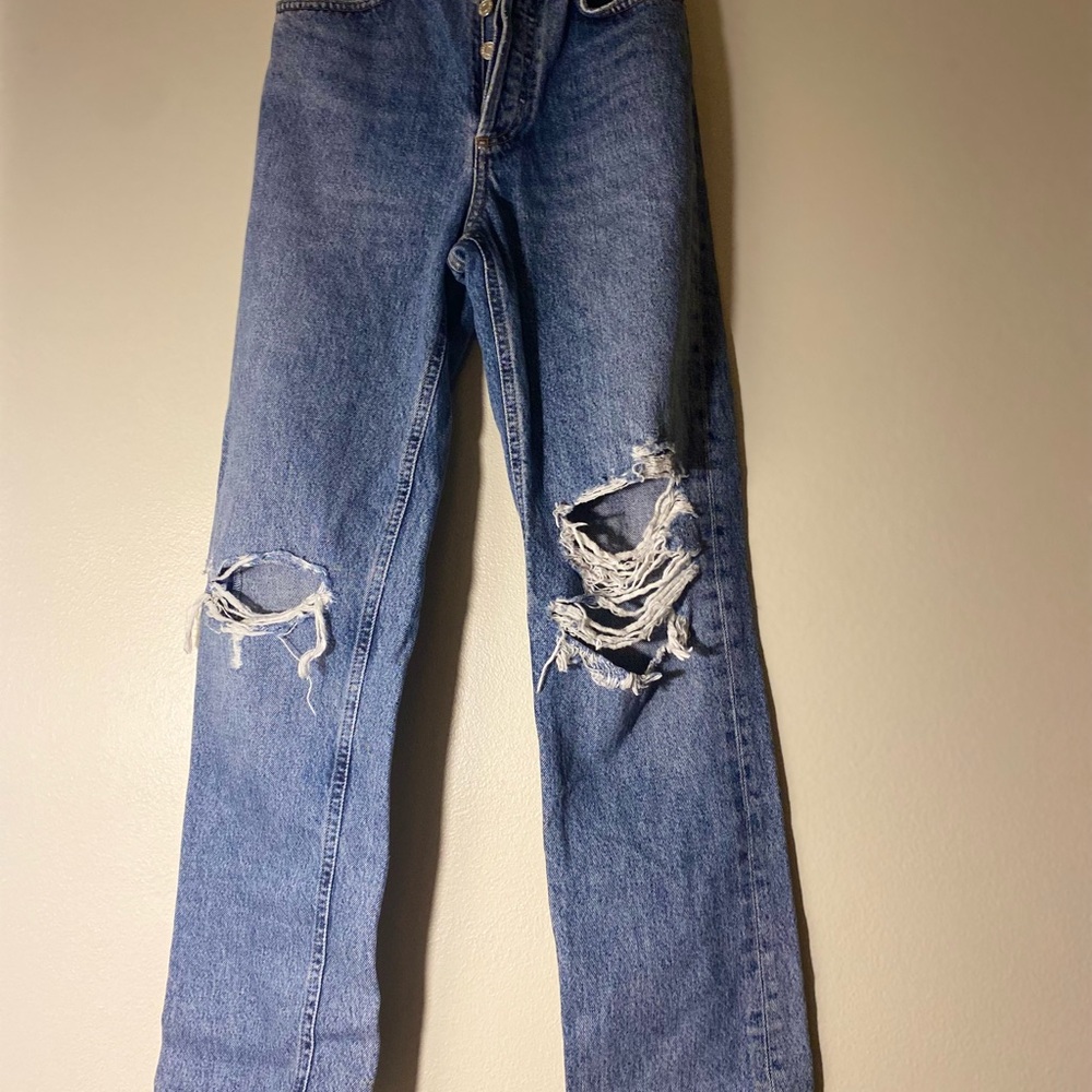 Agolde Lana distressed buttonfly jeans Womens